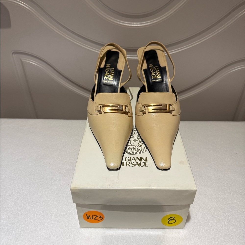 Versace Women's Cream Leather Shoes